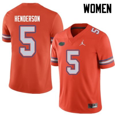 Women's Florida Gators #5 CJ Henderson NCAA Jordan Brand Orange Authentic Stitched College Football Jersey GBM1362UW